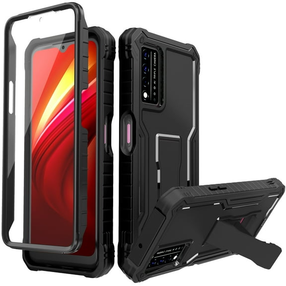 FITO For T-Mobile REVVL V Plus 5G Case, Phone Case with Screen Protector and Kickstand (Black)