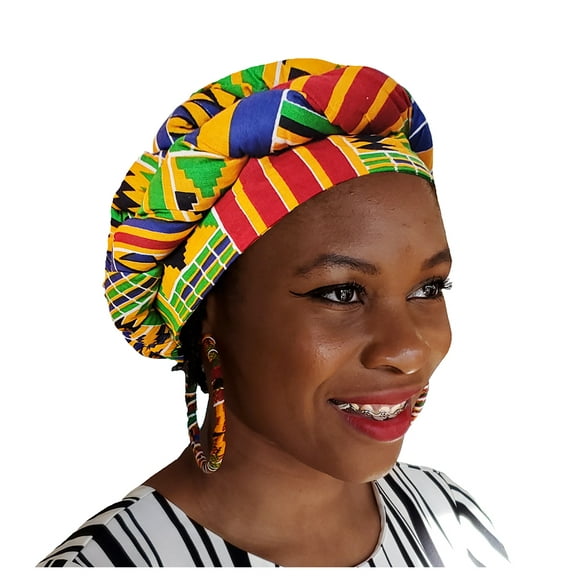 Kente Akoma African Print Modu Hat - Pre-tied Head wrap