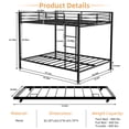 thumbnail image 7 of Miniyam Metal Queen over Queen Bunk Bed with Trundle, Space Saving Bunk Bed Frame with Ladder and Guardrails for Dorm, Apartment, Black, 7 of 7