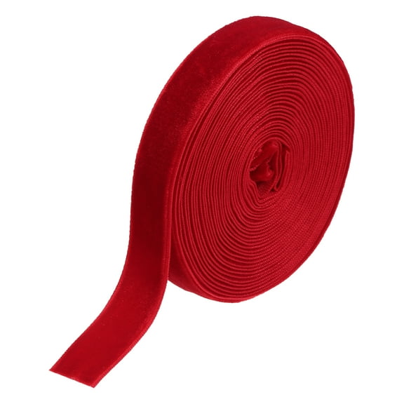 Uxcell Velvet Ribbon 3/4 Inch x 5 Yard Single Face Spool Silky Velvet Fabric for Bouquets DIY Crafts Gift Wrapping Wedding Party Red