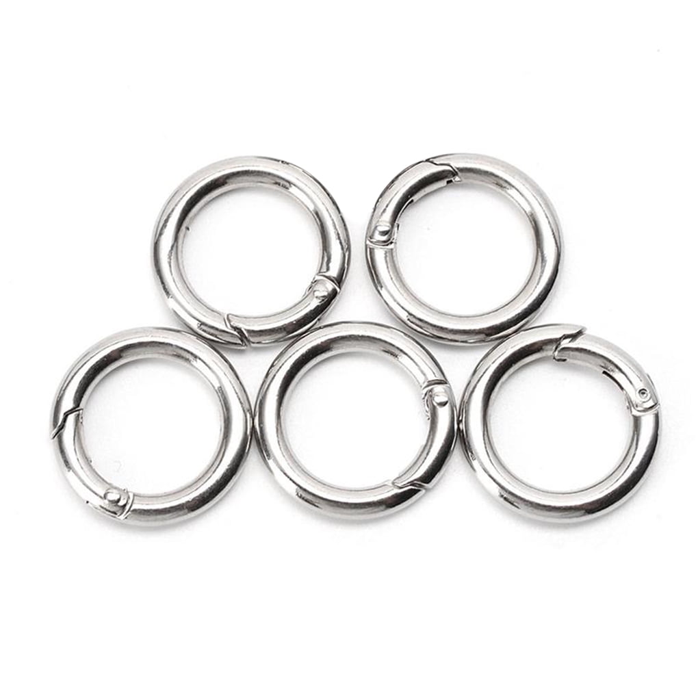 6pcs Mini Silver Circle Round Carabiner Spring Snap Clip Hook Keychain Hiking TR 