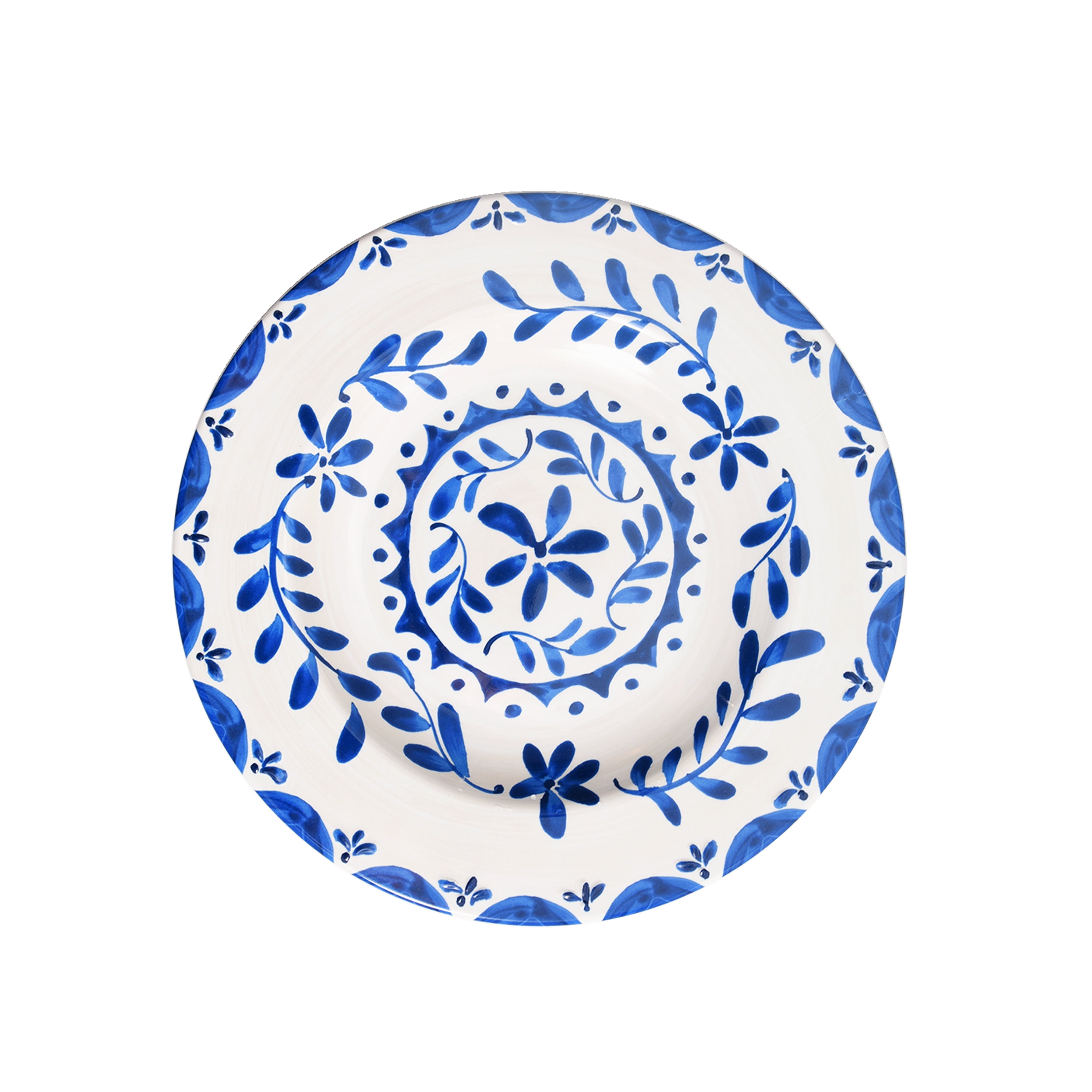 blue and white salad bowl