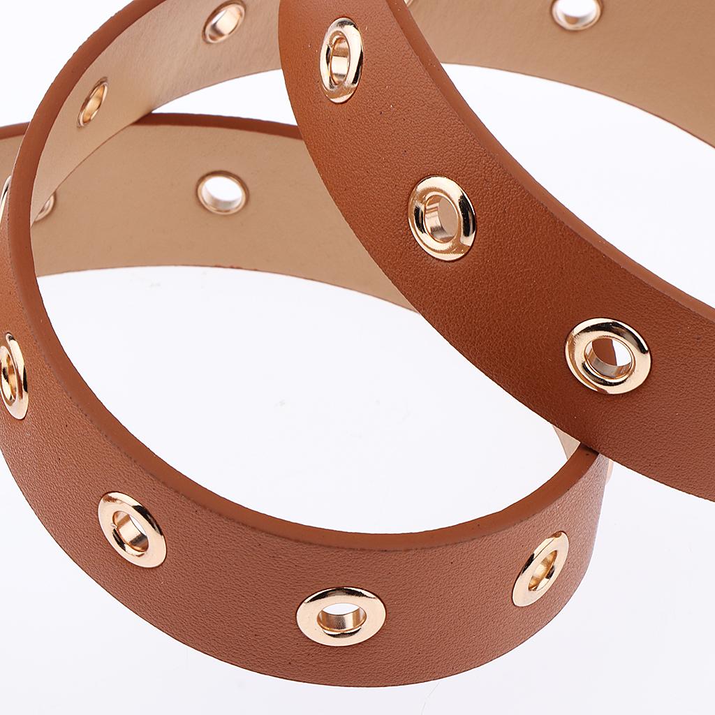 Ceinture Femme En Cuir Avec Rivets & Diamants - Boucle Amovible - 110 Cm - Style Bohème Chic