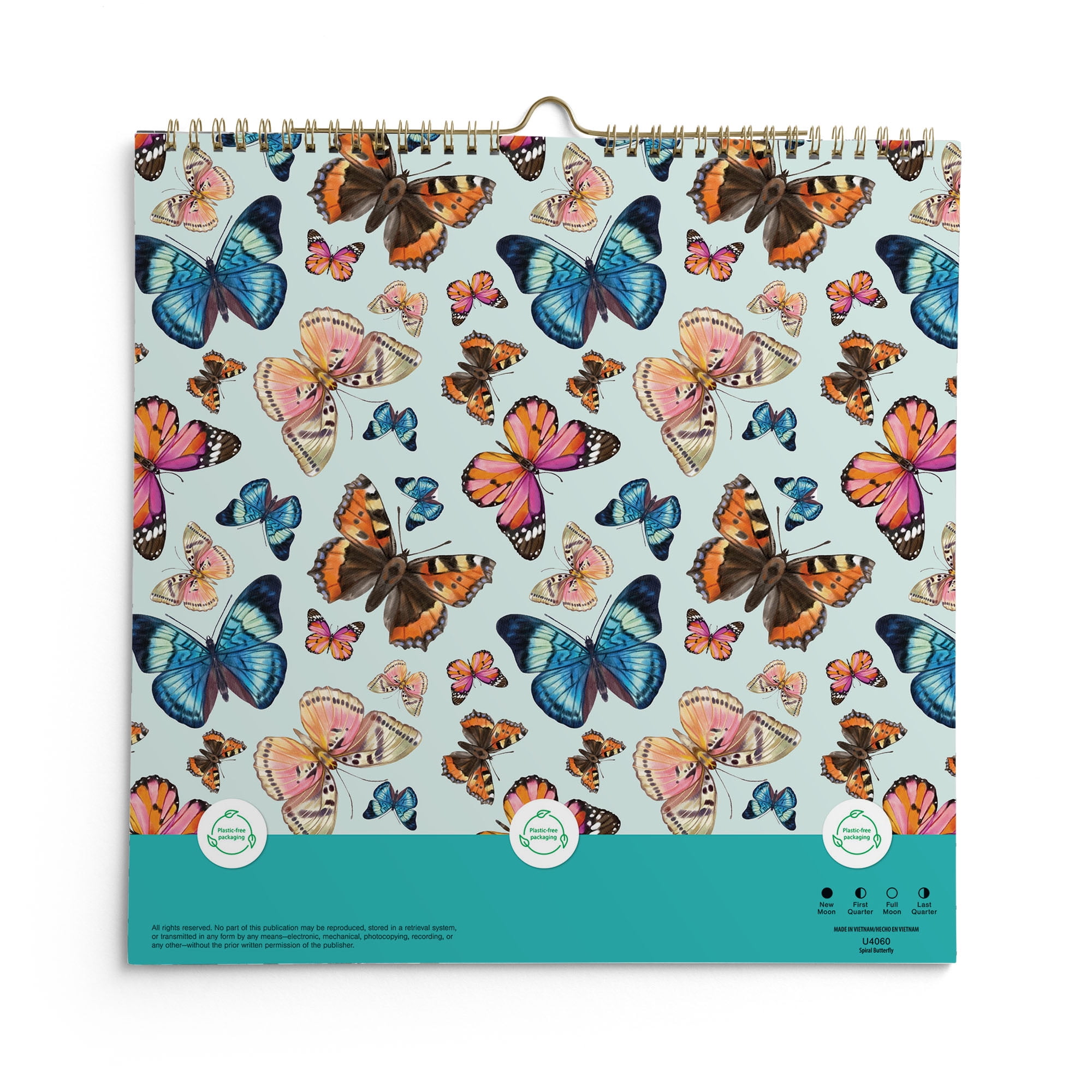 Pen+Gear Monthly Spiral Calendar (12"x12") Butterfly 12 Month Jan 2026-Dec 2026