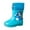b26-Blue, variant on KPOPLK Kids Waterproof Rain Boots Children Toddler Easy-On Lightweight Rubber Shoes Cute Print Boys Girls Pull On Handles(Yellow,6)