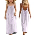 thumbnail image 2 of HAOTAGS Girls Maxi Dresses,Cotton Cami Gown Back Tie Stripe Long Tank Tween Beach Sundress Purple 11-12, 2 of 9