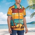 thumbnail image 3 of Balery Vintage Beach Sunset Camisas hawaianas de manga corta para hombre, camisas playeras de corte holgado, camisas de vacaciones con botones,X-Large, 3 of 7