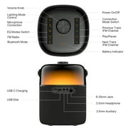Karaoke Machine with Two Wireless Microphones, Portable Bluetooth Karaoke Speaker for Adults Kids, PA System Set with Bass/Treble Mode, 360° Degree Party Lights, Support FM/AUX/USB/6.35mm for Home TV