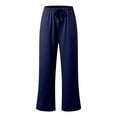 thumbnail image 6 of ZHOGXU Casual Wide Leg Drawstring Pants Womens With Elastic Waist Loose Straight Trousers Solid Color Sport Sweatpants Comfortable Everyday Wear, 6 of 7