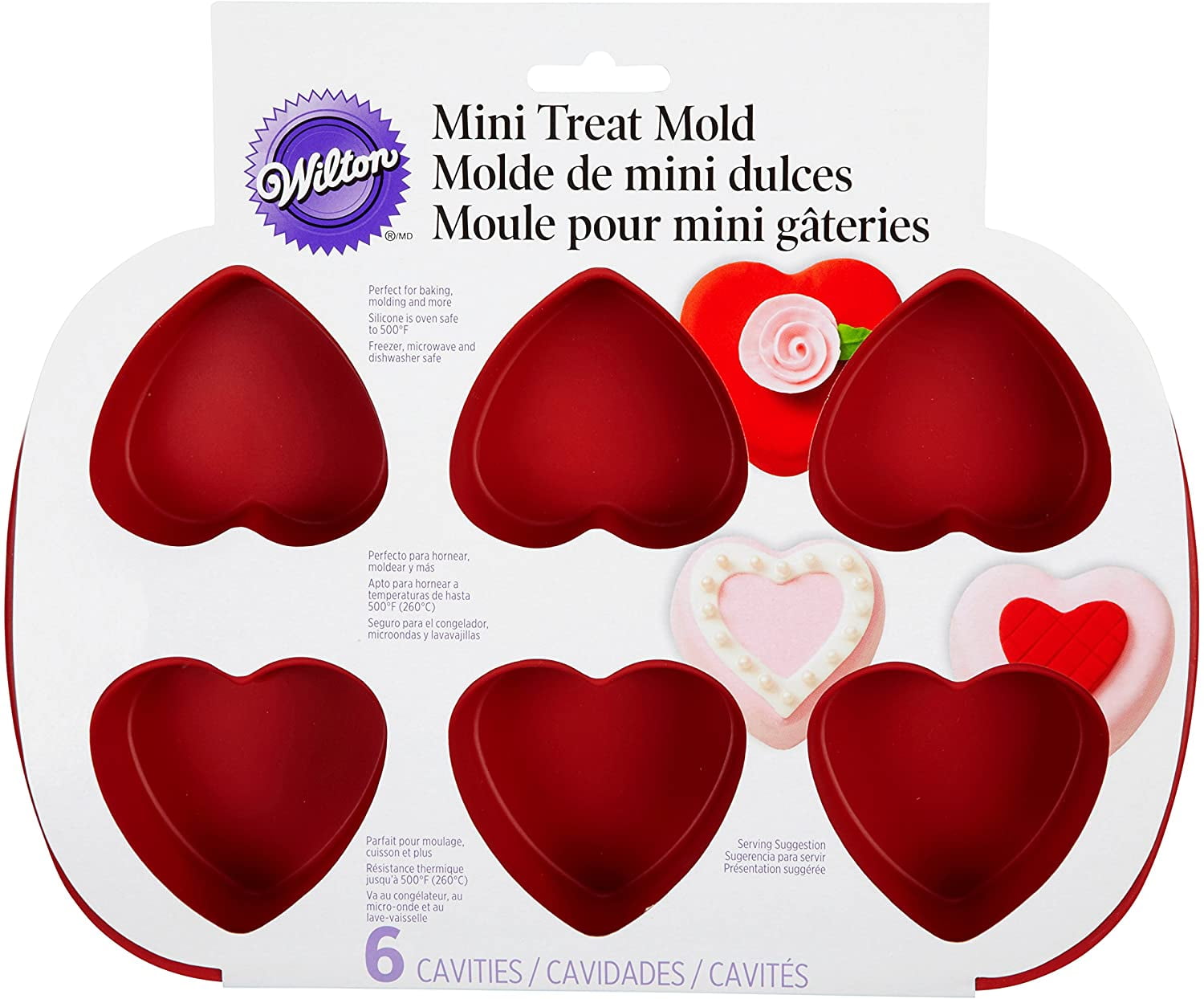 Wilton Mini Silicone Heart Mold, 6-Cavity Mold for Heart Shaped Cookies and Candy