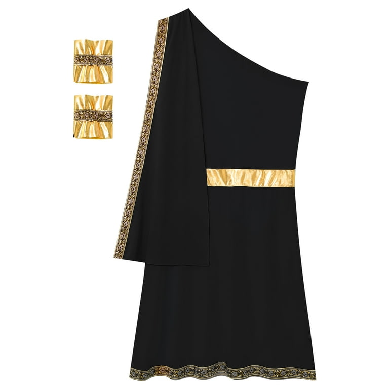 TiaoBug Men's Ancient Greek Toga One Shoulder Roman Robe with Cuffs Caesar  Knight Sets Black S - Walmart.com