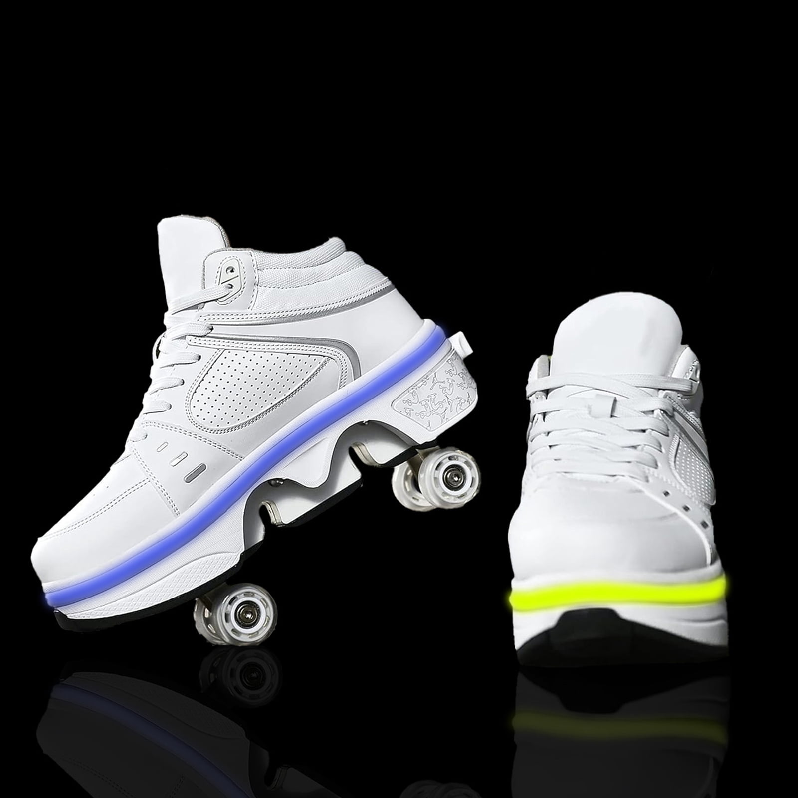 Roller Skate Shoes for Men, Double-Row Deform Wheel Automatic