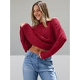 thumbnail image 4 of Trendy Queen Women's Oversized Cable Knit Crewneck Sweaters, 4 of 5