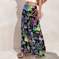 thumbnail image 4 of Pants Neon Mushroom Street Style Straight Wide Leg Pants Elastic High Waist Office Trousers Large Size, 4 of 6