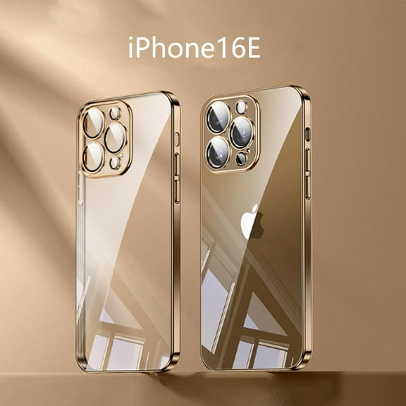 Case for iPhone 16 E, Non-Yellowing Shockproof Phone Bumper Cover, Anti-Scratch Clear Back (Gold)