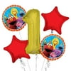 Sesame Street Elmo Balloon Bouquet 1st Birthday 5 pcs - Party Supplies