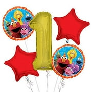 Sesame Street Elmo Balloon Bouquet 1st Birthday 5 pcs - Party Supplies