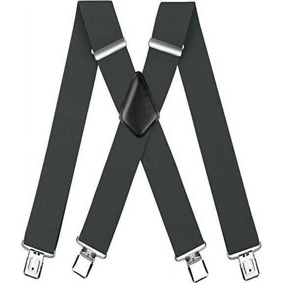 HL Men's Suspender Trousers Braces with Strong 2 inch Wide 4 Clips Heavy Duty for Men X Style Adjustable Suspenders