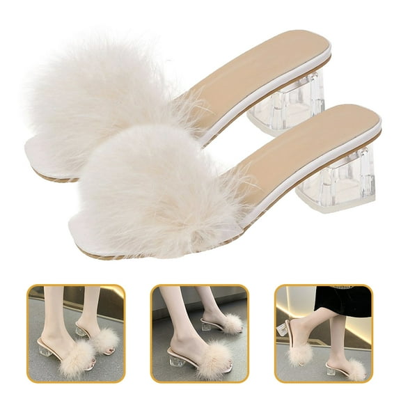 ifundom Womens Fuzzy Heels Slippers Chic and Fashionable for Various Occasions