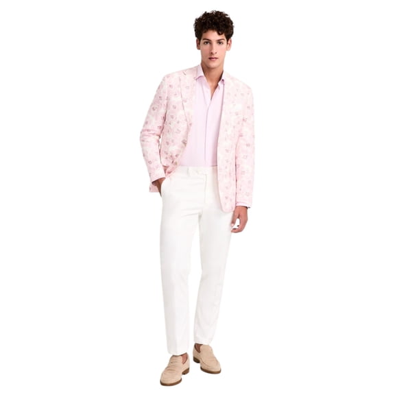 Tallia Mens Slim fit Linen Sport Coat Blazer 40 L Pink Floral