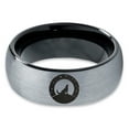 thumbnail image 2 of Tungsten Howling WolfBand Ring 8mm Men Women Comfort Fit Black Dome Brushed Gray Polished, 2 of 4