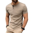 thumbnail image 2 of WIZUTIZ Henley Short Sleeve Shirt for Men Lightweight Casual 3 Button Tees Tops Cotton Classic Work Blend T-Shirts with Pocket, 2 of 5
