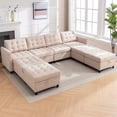 thumbnail image 1 of Puremind Canapé Sectionnel en U, Sofa Sectionnel Modulaire 8 Places avec Ottomane de Rangement et Accoudoirs Réglables pour Salon, Beige, 1 of 8