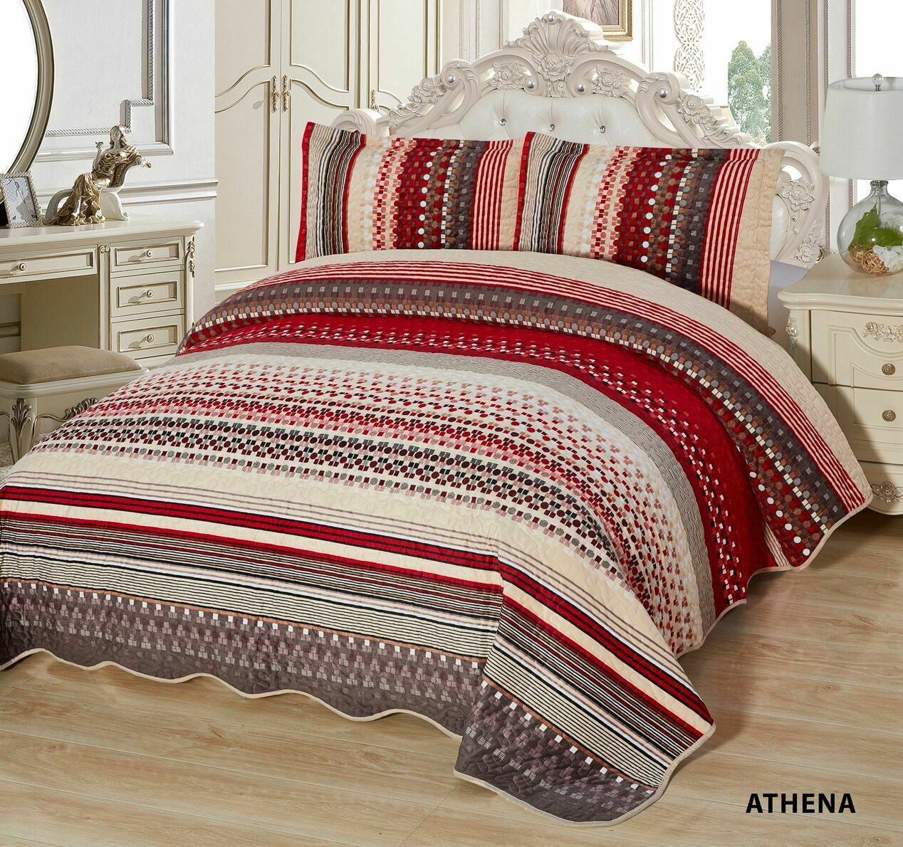 3Pcs California King Quilted Reversible VELVET Bedspread Coverlet Set ATHENA