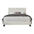 thumbnail image 3 of Home Design Boone Queen Tufted Upholstered Panel Bed with Faux Leather and Padded Headboard, White, Easy Assembly, 3 of 6