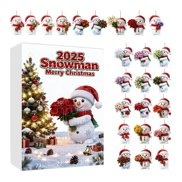 Calendario de Adviento navideño coleccionable con adorno colgante de muñeco de nieve Estilo D