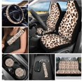 thumbnail image 2 of Yuyamidu Leopard Print Car Seat Cover Full Set with Steering Wheel Cover Seat Belt Strap Pads Cup Coasters Fashion Auto Wrist Strap Keychain Chapstick Holder Keychain 12 PCS, 2 of 6