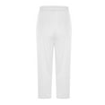 thumbnail image 5 of Usmixi Womens Plus Size Capris Pants Casual Solid Drawstring Elastic Waist Cropped Trousers Summer Lightweight Straight 3/4 Pants with Pocket White l, 5 of 6