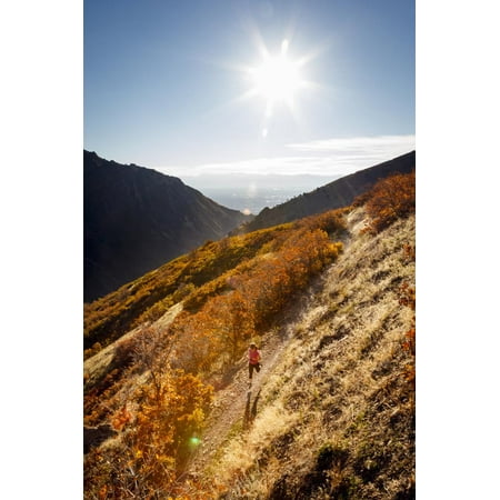 A Young Woman Goes for a Fall Run Along the Pipeline Trail, Millcreek Canyon, Salt Lake City, Utah Print Wall Art By Louis
