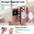 thumbnail image 5 of 2 in 1 Wallet Case for Apple iPhone 12 Pro Max, Detachable Magnetic Back Cover Cards Slots Zipper Pocket Ring Holder Magnetic Closure Protective Drop Proof Case Cover for iPhone 12 Pro Max, Pink, 5 of 11
