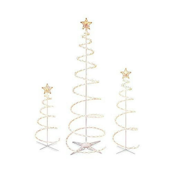 Set of 3 Lighted Spiral -Christmas- Trees - 3 Ft 4 Ft and 6 Ft - Winter Wonder Lane