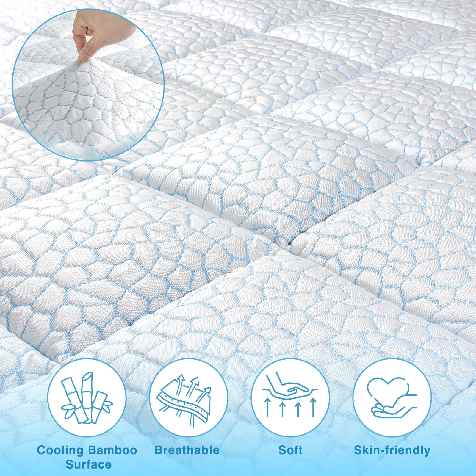 Fapo Dual Layer 4-Inch Memory Foam Mattress Topper, Including 2" Memory Foam and 5" Soft Breathable Quilted Pillow Top Mattress Pad, Full Size