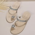 thumbnail image 5 of Xunlbb Clearance, Women's Summer Clip-toe Beach Rhinestone Soft Soled Flat Sandals, 5 of 5