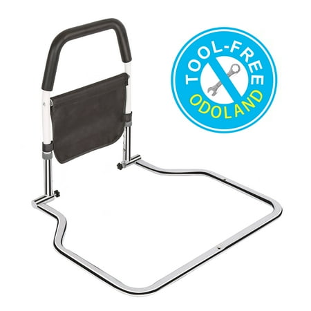 ODOLAND Medical Adjustable Bed Rail - Mighty Assist Hospital BedCane, Height TOP Rail Accommodate Thick Mattress, 1-Pack