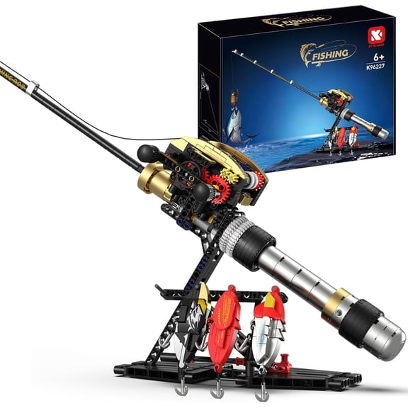 Honchoes Mechanical Fishing Rod Model Building Set Compatible with Lego STEM Toy Decor Gift for Adults Boys 425 Pcs
