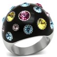 thumbnail image 1 of Women High Polished Stainless Steel Ring with Top Grade Crystal in Multi Color - Size 10, 1 of 1
