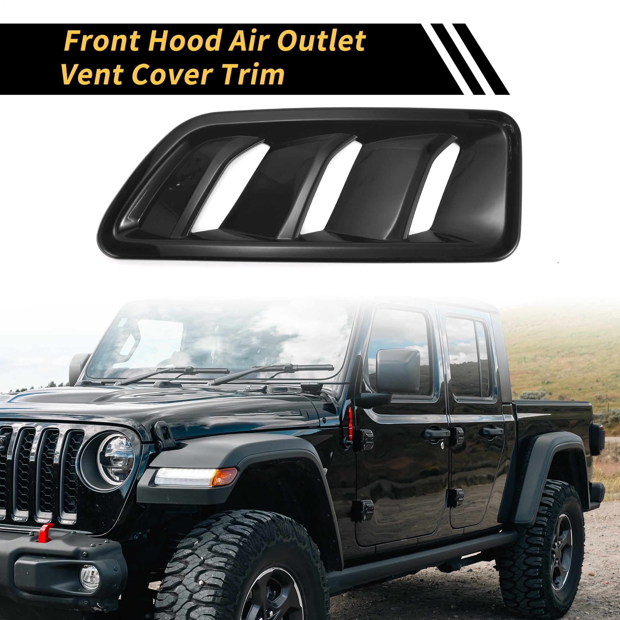 Unique Bargains 1 Pair Car Front Hood Air Outlet Vent Cover Trim for Jeep Wrangler JL JLU Gladiator 2018-2024 Hood Engine Bonnet Air Vent Outlet Cover Bezels ABS Black