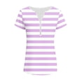 thumbnail image 4 of Guluxicc V Neck T Shirts for Women Short Sleeve Stripe Printed Half Zipper Cozy Fit Tops Spring Summer Womens Shirts, 4 of 6