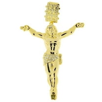 14K Gold Plated Jesus Body Cross Crucifix Big Huge Hip Hop Pendant 4.5"