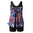 thumbnail image 5 of Aboser Women's Patriotic Tankini Swimsuit with Built in Pads Full Coverage High Waisted Bathing Suits Two Piece Tummy Control Swimwear Retro Stars and Stripes USA Flag Swimming Suit Sky Blue S, 5 of 6