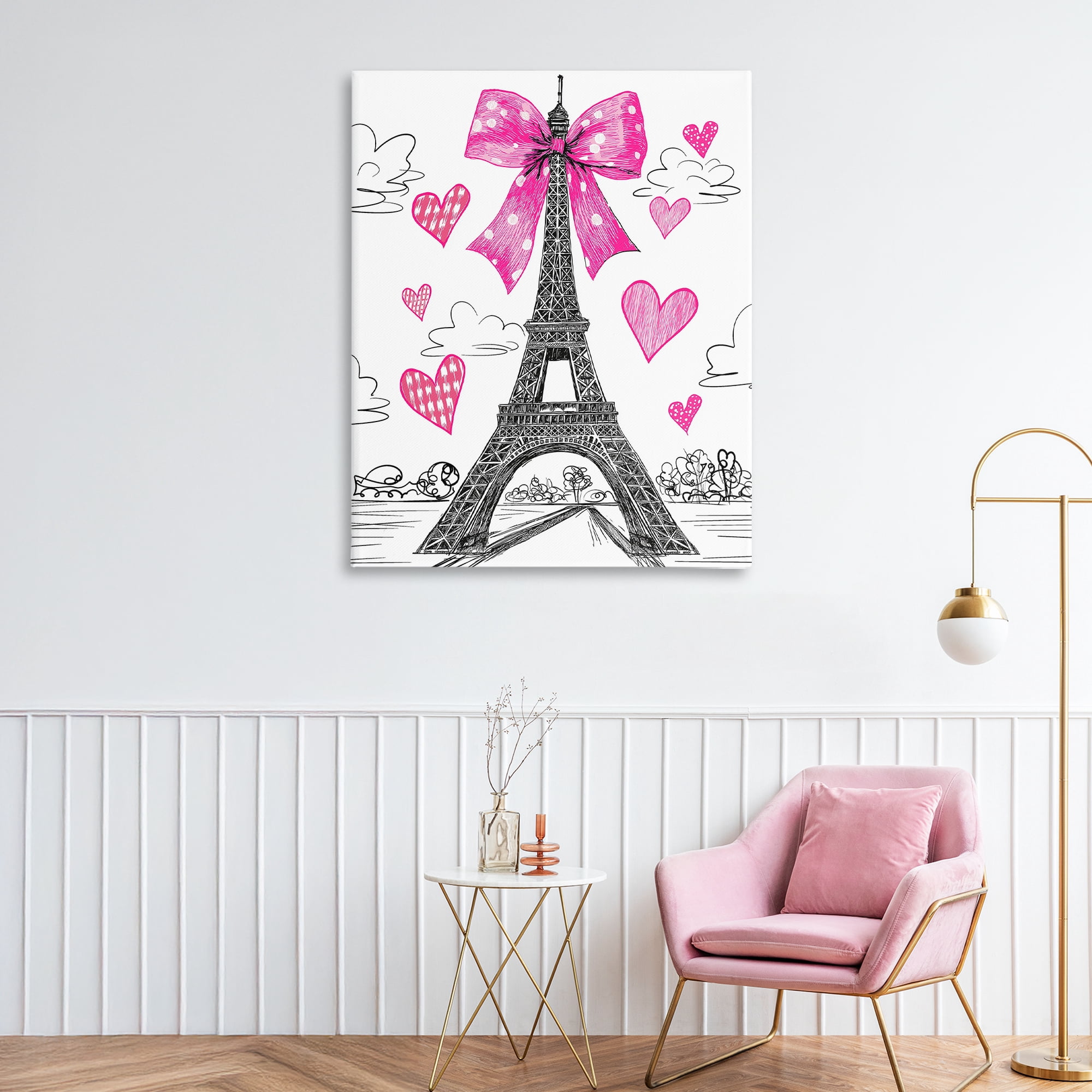 Stupell Industries Heart Patterned Eiffel Tower Canvas Wall Art, design by Jess Stempel