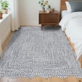 thumbnail image 2 of GlowSol 4'x6' Area Rug Braided Print Pattern Rug Washable Scalloped Edge Rugs Non Slip Low Pile Indoor Home Decor, Light Gray, 2 of 8