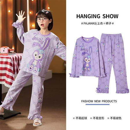 

Sanrios Hellokittys Printed Children Adults Cotton Pajama Set Kawaii Long Sleeved Pants Home Clothing Cute Parent-child Clothing