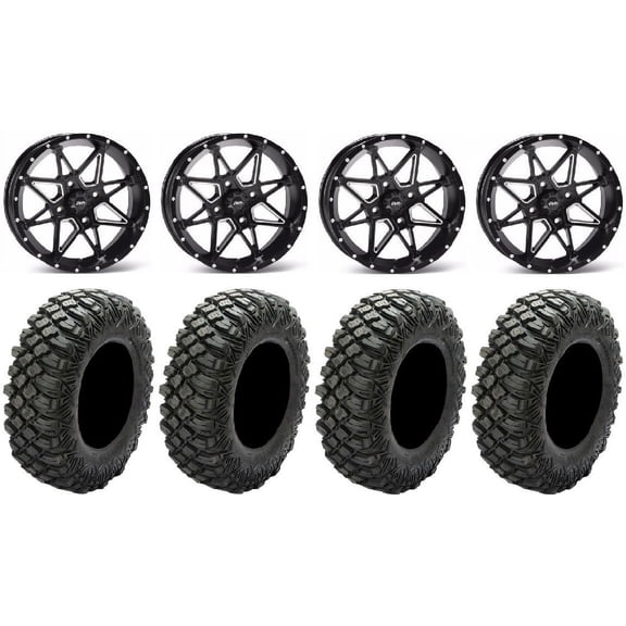 ITP Tornado 15" Wheels Black 28" Crawler XG Tires Kawasaki Teryx Mule