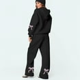 thumbnail image 6 of Bow Sweatpants Set for Women Bow Sweat Sets Bow Hoodie and Sweatpants Set for Women Sweat Set for Women Two Piece Bow Print Tracksuit Long Sleeve Hoodie Wide Leg Sweatpants 2 Piece Outfits, Black-L, 6 of 6