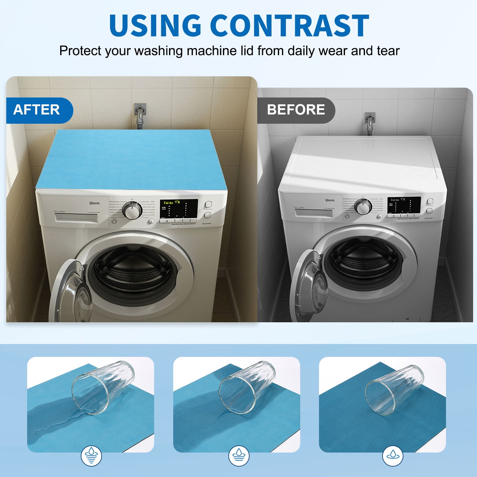 Washer and Dryer Top Protector Mat 24" x 16", 2Pack - Non-Slip, Quick Drying Rubber Washing Machine Top Cover Pad for Home Kitchen Laundry Room, Deep Gray